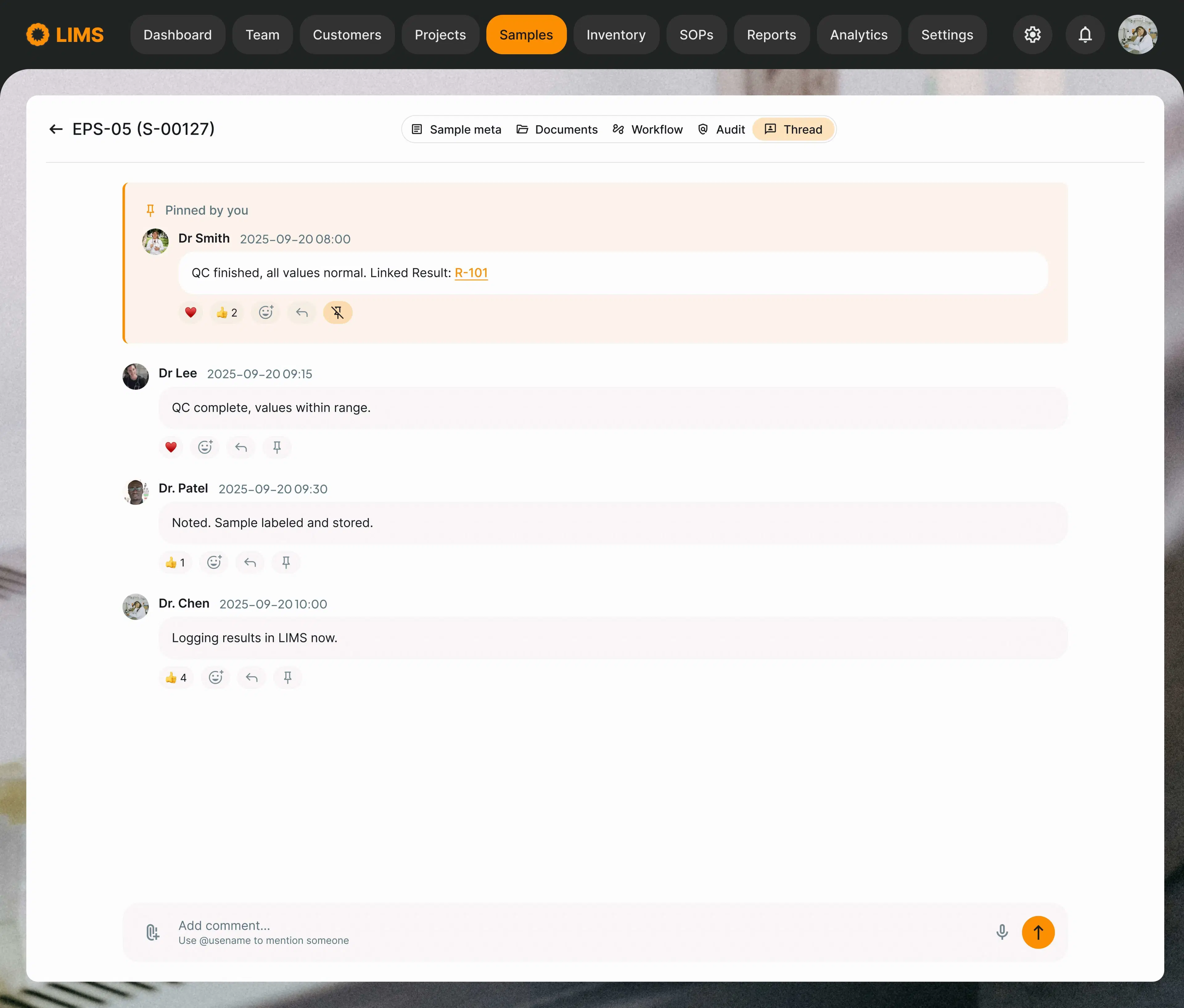 LIMS Contextual Chat: keep lab conversations where they belong