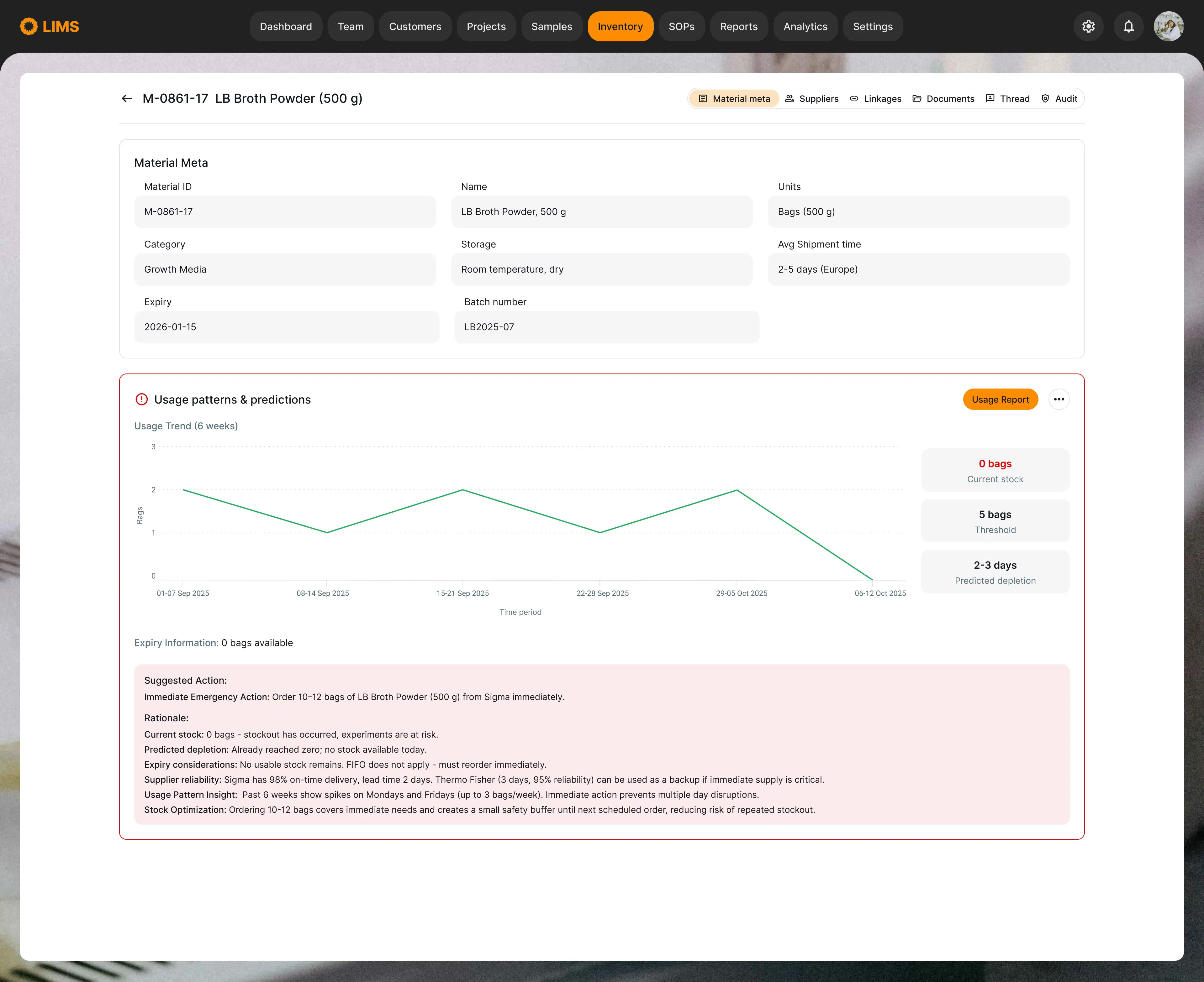Smart Lab Inventory: predicting reagent shortages before they disrupt experiments
